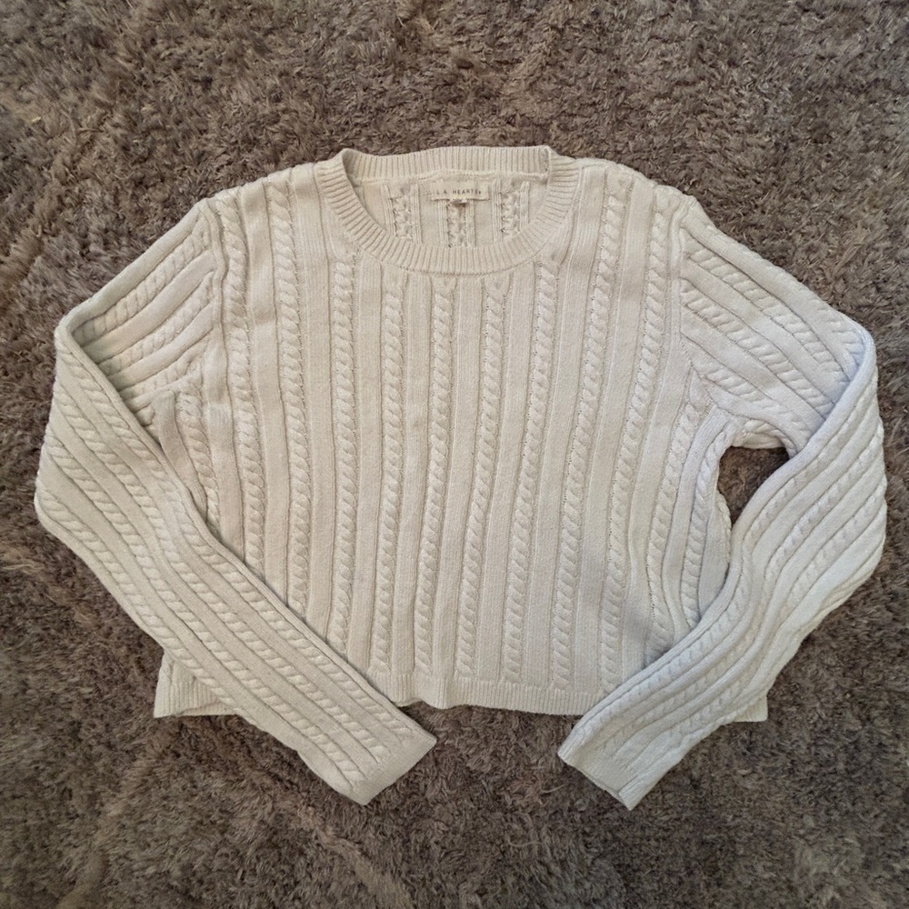 PacSun Cream Cable Neck Sweater